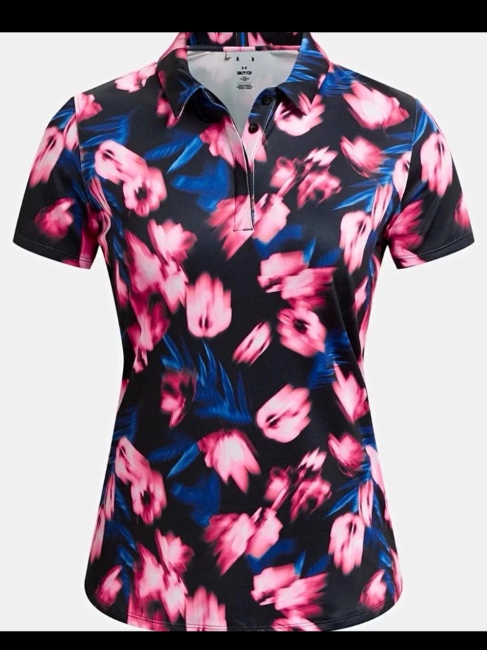 Under Armour Women's Zinger Blur Polo Black/PINK PUNK XS Short Sleeve UPF 30